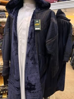 فروة سورية فاخرة بالقبعة والجيب..كحلي