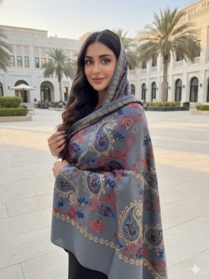 شال الجوخ الكشميري الرصاصي