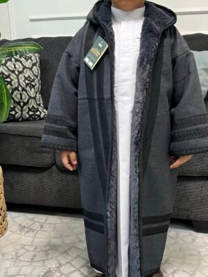 فروة الجوخ وفرو الأرنب الناعم - رصاصي